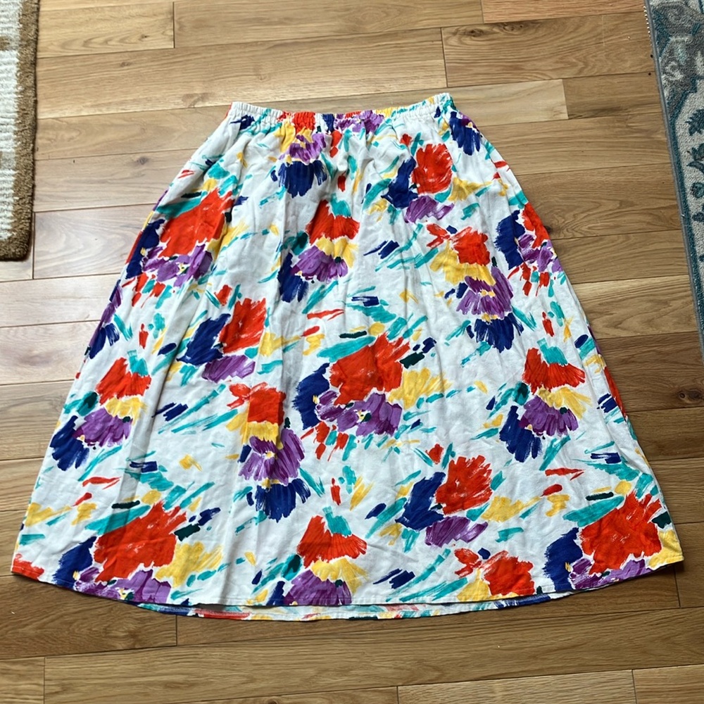Handmade vintage plus painterly floral  Women's Skirt Set 1X - Picture 3 of 6